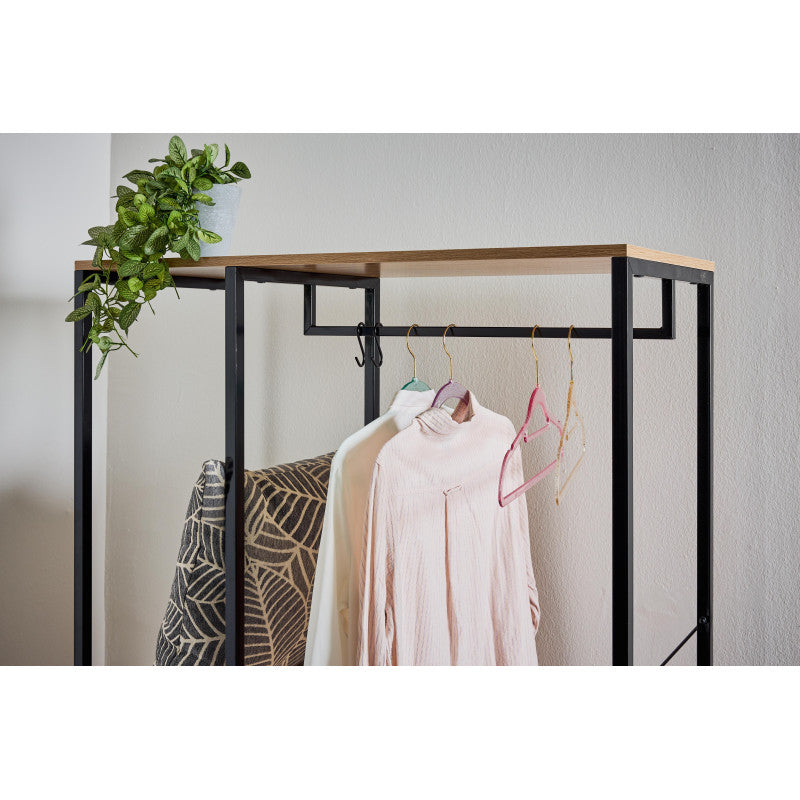 Porta Abiti Con 3 Ripiani Hamilton Metallo Nr/legno Trattato Naturale 90x40x166 8cm