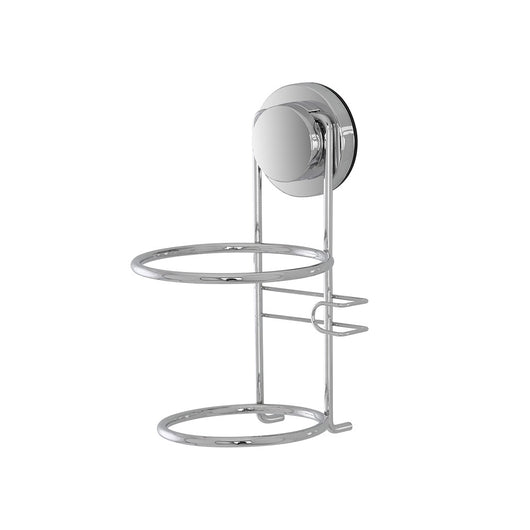 Porta asciugacapelli a muro in acciaio cromato con ventosa Dinamik