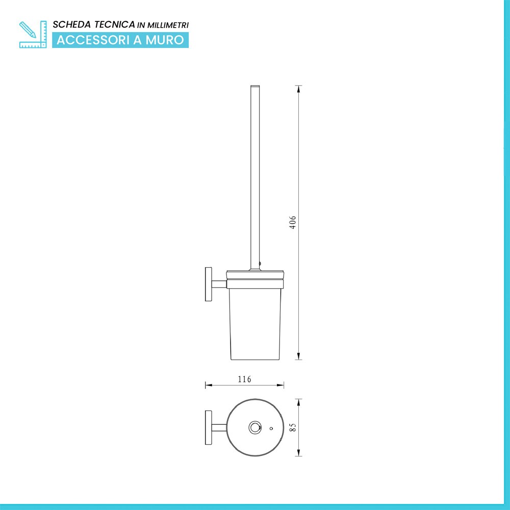 Porta asciugacapelli da muro a spirale in acciaio cromo doppio fissaggio Easy