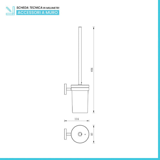 Porta asciugacapelli da muro a spirale in acciaio cromo doppio fissaggio Easy