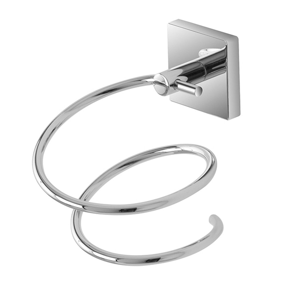 Porta asciugacapelli da muro a spirale in acciaio cromo doppio fissaggio Easy