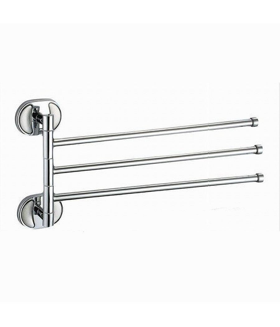 Porta Asciugamani 3 Bracci Fissaggio A Parete Bagno Acciaio Cromato Oval 52003         