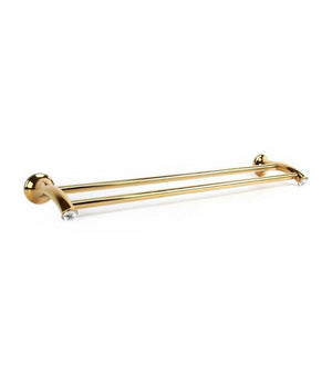 Porta Asciugamani A 2 Aste Supporto Asta Bagno Da Muro Casa Dorato Oro Dgo-096         
