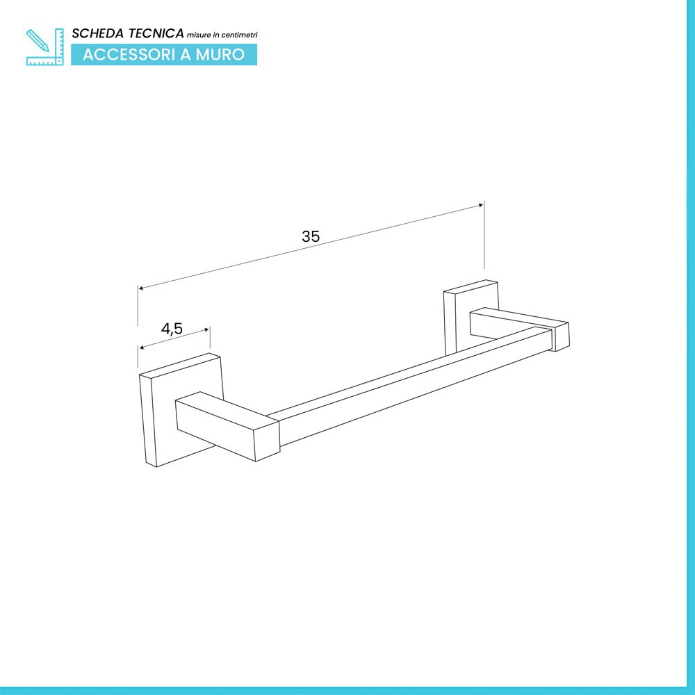 Porta asciugamani a muro 35 cm in metallo cromato  Rock