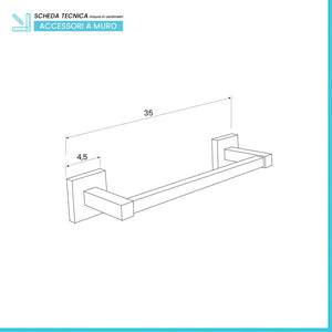 Porta asciugamani a muro 35 cm in metallo cromato  Rock