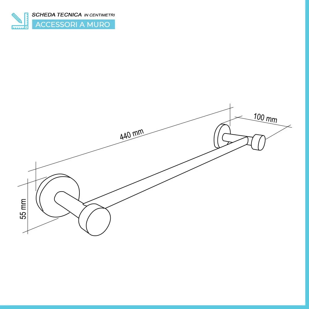 Porta asciugamani a parete 40 cm nero in acciaio e bambù Haiti