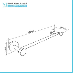 Porta asciugamani a parete 40 cm nero in acciaio e bambù Haiti