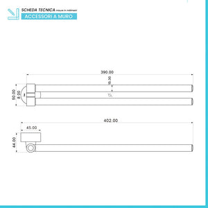Porta asciugamani a snodo a muro acciaio cromo doppio fissaggio Plaza