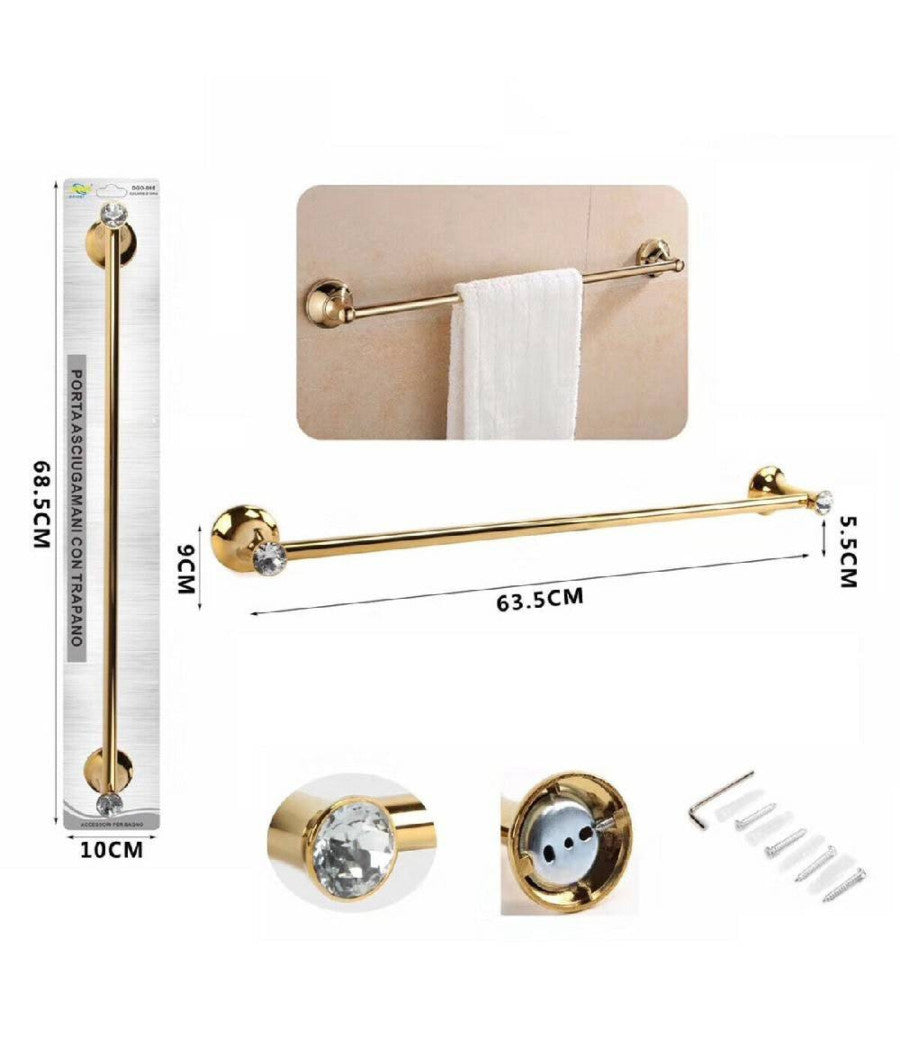 Porta Asciugamani Ad Asta Supporto Per Bagno Da Muro Casa Dorato Oro Dgo-095         