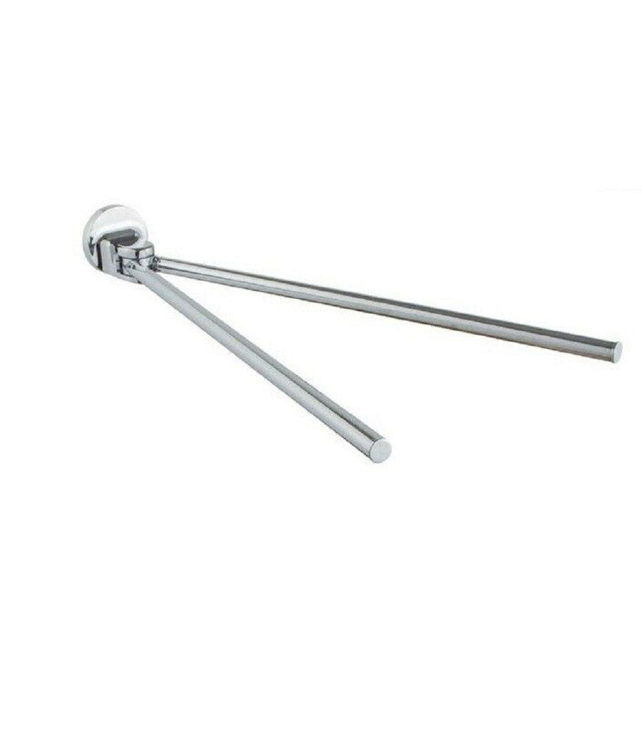 Porta Asciugamani Asciugamano A 2 Bracci Da Parete Bagno Acciaio Cromato 79814         