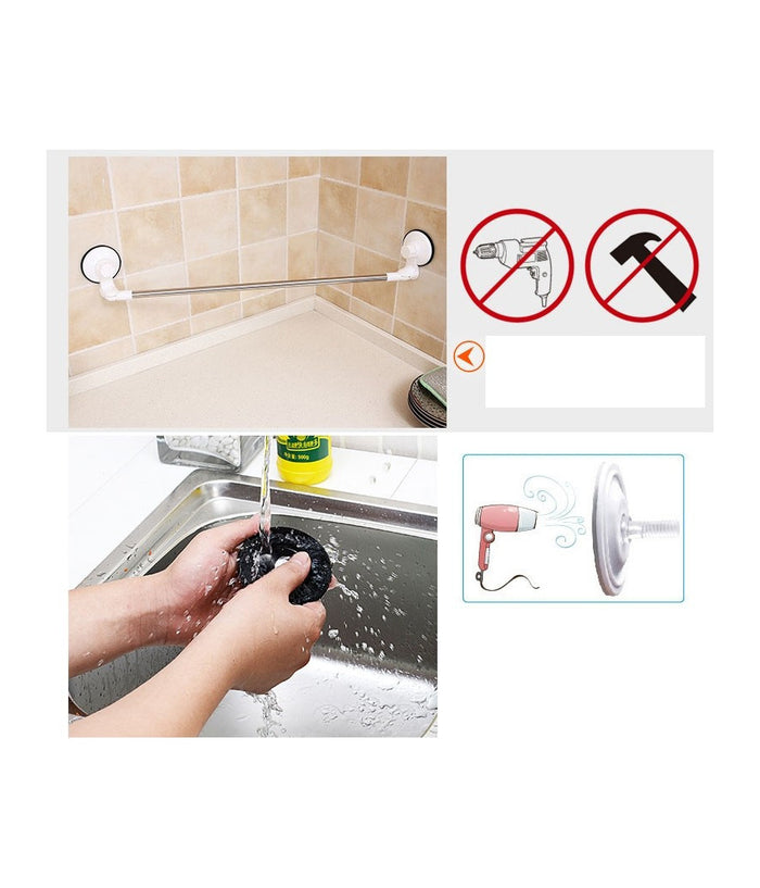 Porta Asciugamani Asciugamano A Due Parete Con Attacco A Ventosa 270° Angolare         