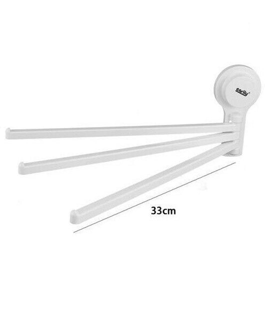 Trade Shop - Porta Asciugamani Asciugamano A Parete 3 Bracci Con Attacco A Ventosa Per Bagno -