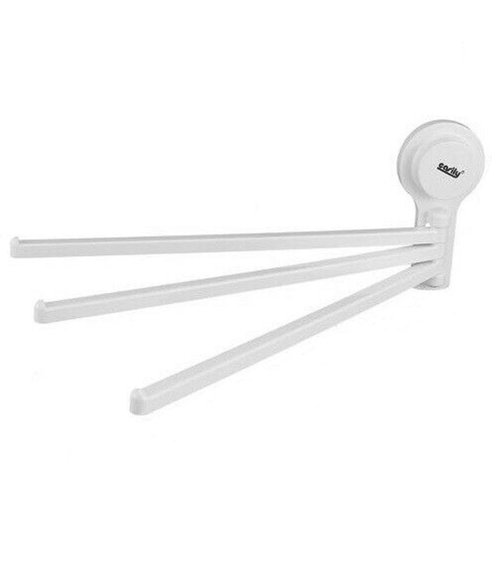 Trade Shop - Porta Asciugamani Asciugamano A Parete 3 Bracci Con Attacco A Ventosa Per Bagno -