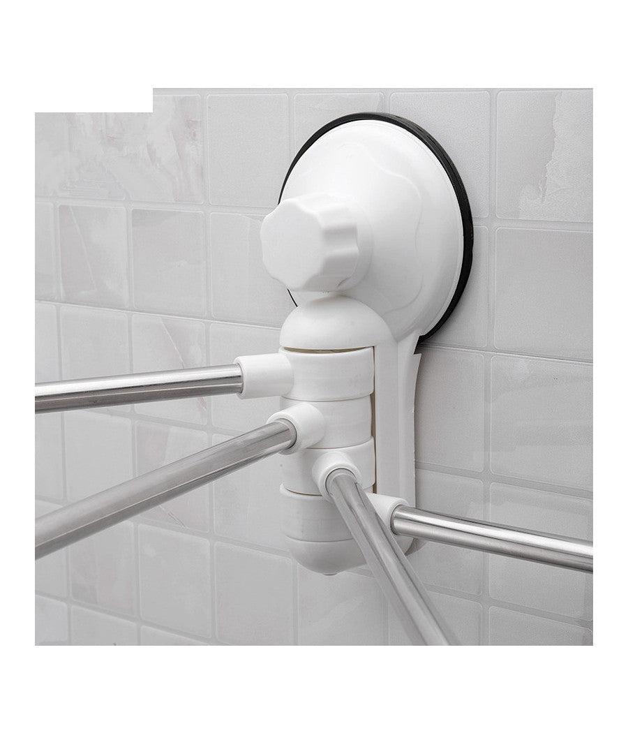 Porta Asciugamani Asciugamano A Parete 4 Bracci Con Attacco A Ventosa Per Bagno         