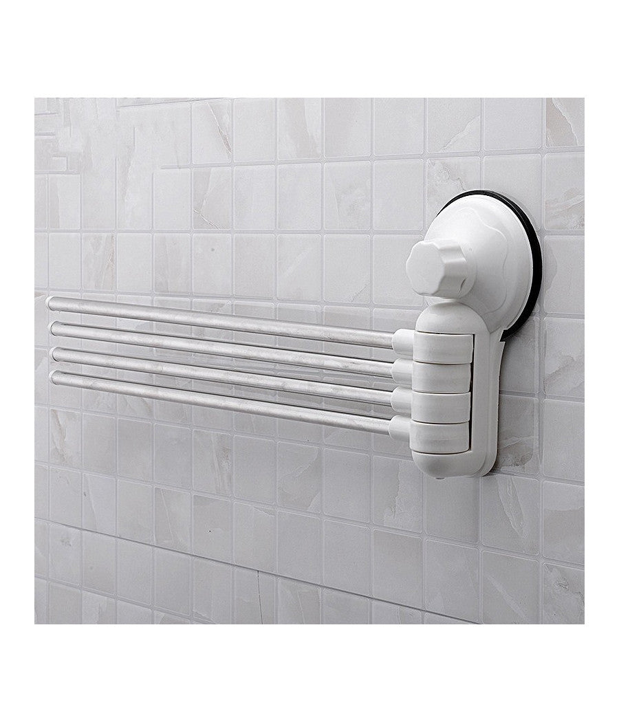 Porta Asciugamani Asciugamano A Parete 4 Bracci Con Attacco A Ventosa Per Bagno         