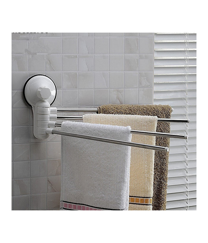 Porta Asciugamani Asciugamano A Parete 4 Bracci Con Attacco A Ventosa Per Bagno         
