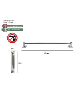 Porta Asciugamani Asciugamano Acciaio Bagno Fissaggio A Parete 60cm Square 59191         