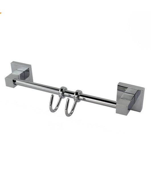 Porta Asciugamani Con 2 Ganci Appendini Fissaggio A Parete Bagno Square 59194         