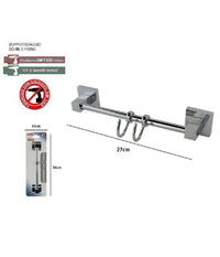 Porta Asciugamani Con 2 Ganci Appendini Fissaggio A Parete Bagno Square 59194         