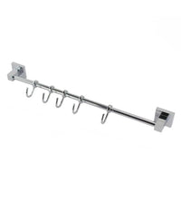 Porta Asciugamani Con 5 Ganci Appendini Fissaggio A Parete Bagno Square 59195         