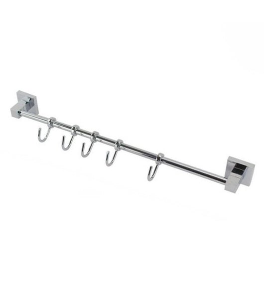 Porta Asciugamani Con 5 Ganci Appendini Fissaggio A Parete Bagno Square 59195         