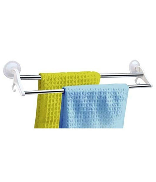 Porta Asciugamani Da Bagno Attacco A Ventosa 2 Aste 50cm 2 Appendini         