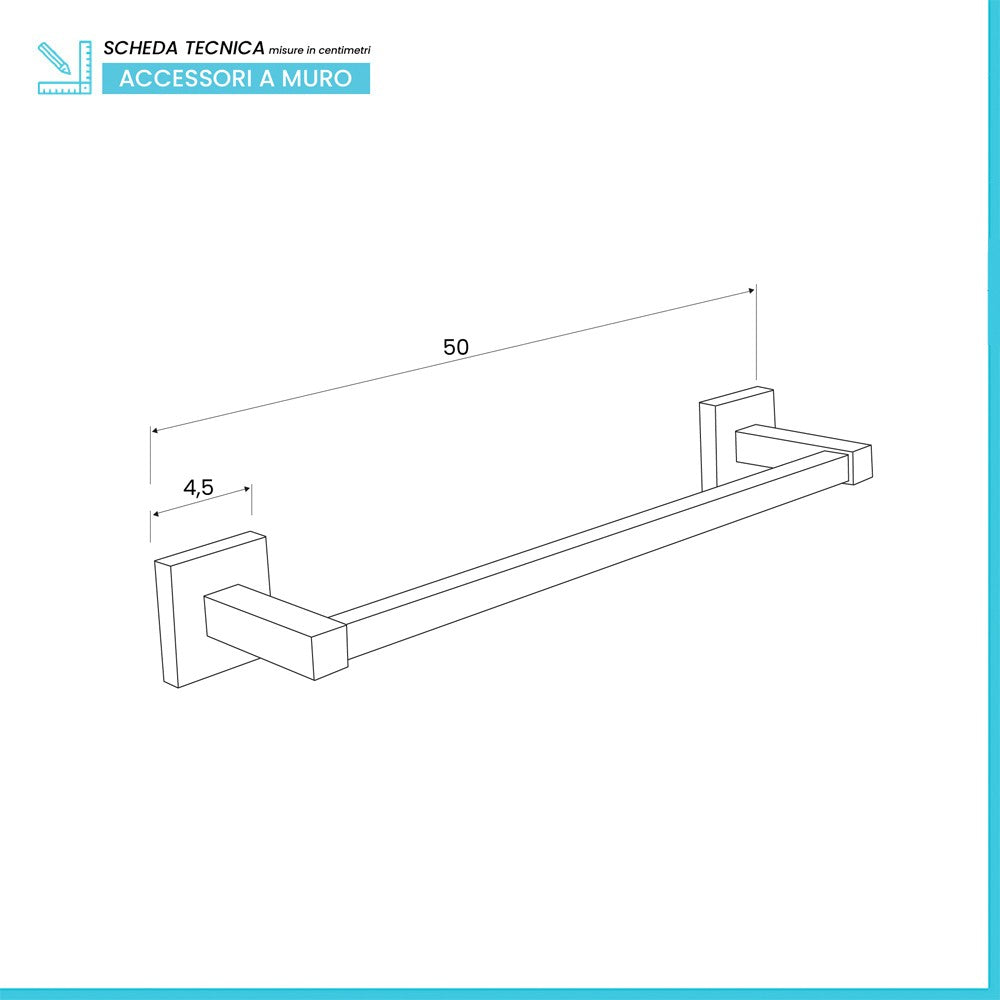 Porta asciugamani da parete 50 cm in metallo cromato Rock
