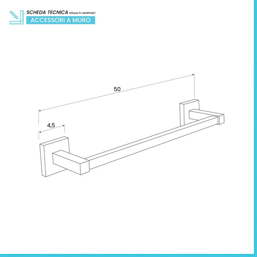 Porta asciugamani da parete 50 cm in metallo cromato Rock