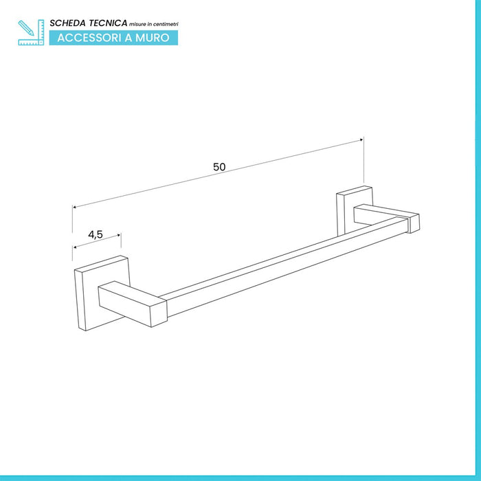 Porta asciugamani da parete 50 cm in metallo cromato Rock