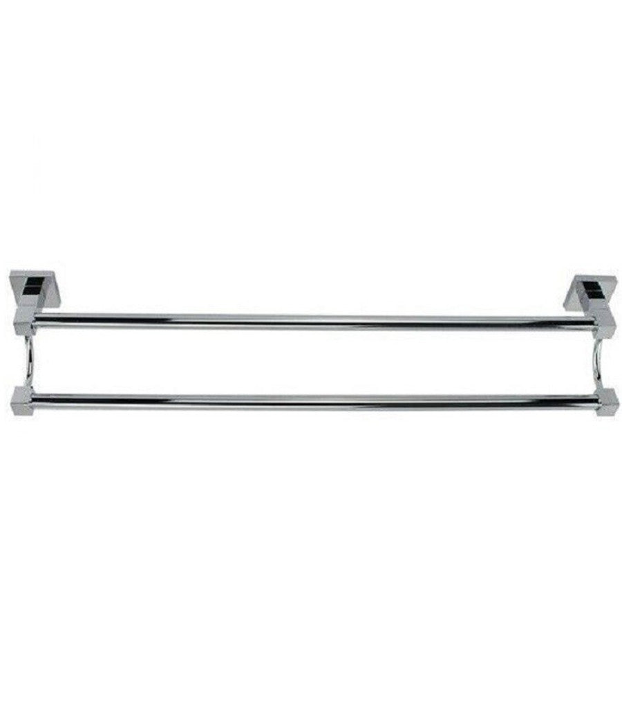 Porta Asciugamani Doppio In Acciaio Bagno Fissaggio A Parete 60cm Square 59192         