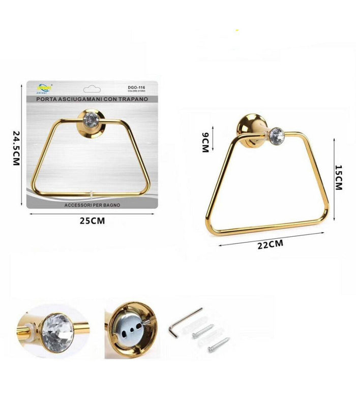 Porta Asciugamani Per Bagno A Muro Parete Salviette Dorato Supporto Arredo Bagno         