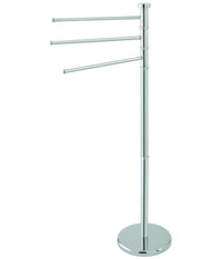 Porta Asciugamani Piantana Acciaio 3 Aste Girevoli 360° Base Tonda Altezza 93 Cm         