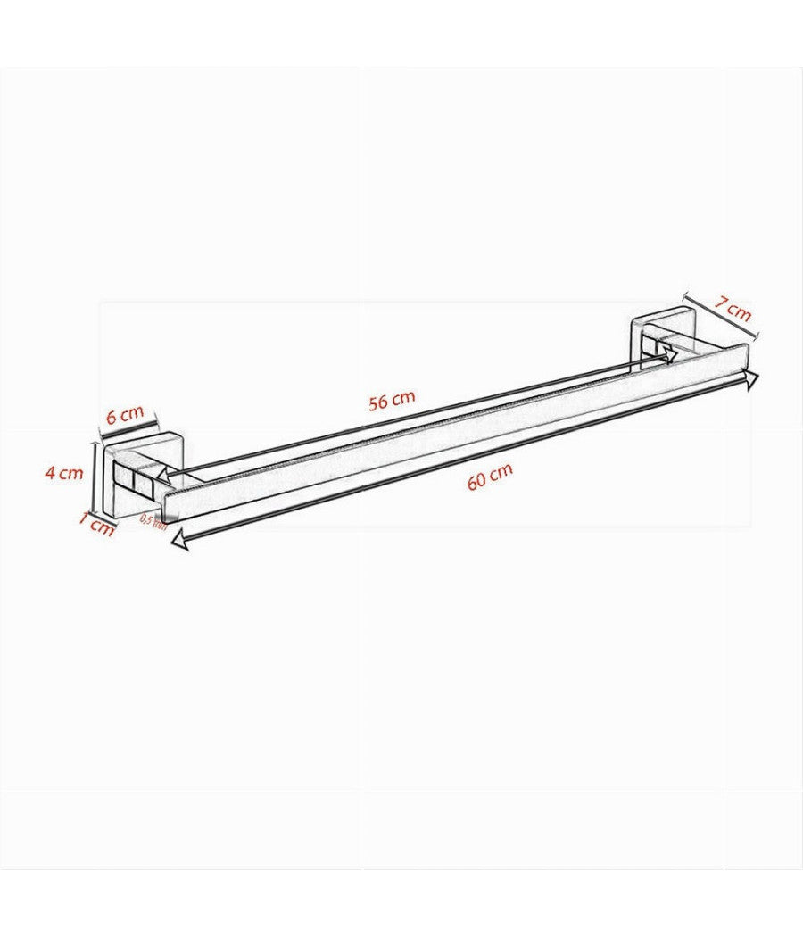 Porta Asciugamano Acciaio Moderno Fissaggio Parete Arredo Bagno Cubo 60 Cm 87212         