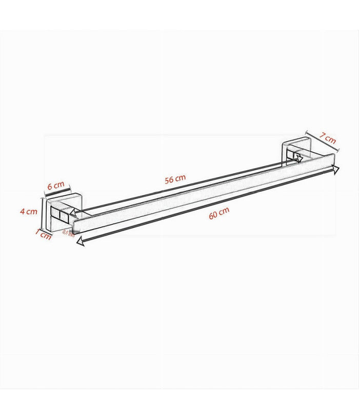 Porta Asciugamano Acciaio Moderno Fissaggio Parete Arredo Bagno Cubo 60 Cm 87212         