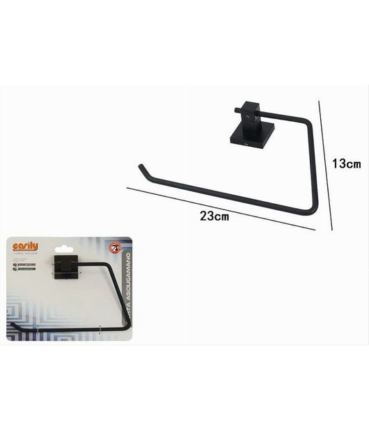 Porta Asciugamano Ad Anello Aperto Da Muro In Acciaio Nero Arredo Da Bagno 79983         