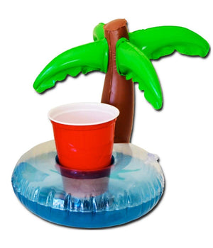 Porta Bibite Gonfiabile Isola Con Palma Galleggiante Porta Lattina Piscina 30 Cm         