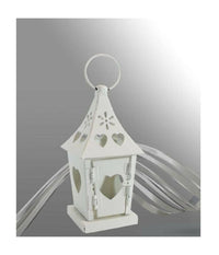 Porta Candela Lumino Lanterna Bianca In Metallo Bomboniera Matrimonio 90539         