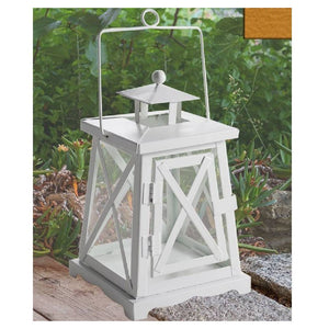 Trade Shop - Porta Candela Lumino Lanterna Bianca Metallo Bomboniera Matrimonio Camino 42270 -