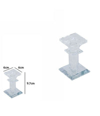 Porta Candela Vetro Diamanti Candeliere Idea Regalo Bomboniera Cristallo 6x6x15.5         