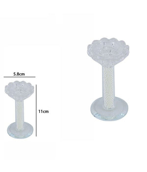 Porta Candela Vetro Perle Candeliere Idea Regalo Bomboniera Cristallo 11x5.8 Cm         