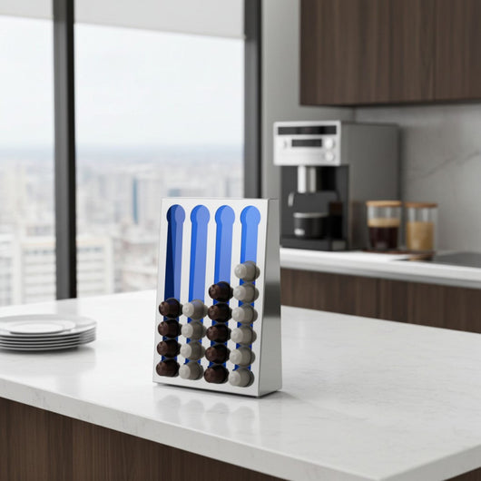 Porta capsule da caffè compatibile con capsule Nespresso® – Acciaio inox – 32 capsule – KAPSULAS