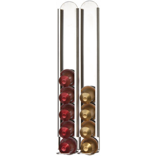 Porta Capsule de parete, Distributore di capsule compatibile con Nespresso, set di 2, acciaio inox