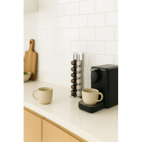 Porta Capsule de parete, Distributore di capsule compatibile con Nespresso, set di 2, acciaio inox