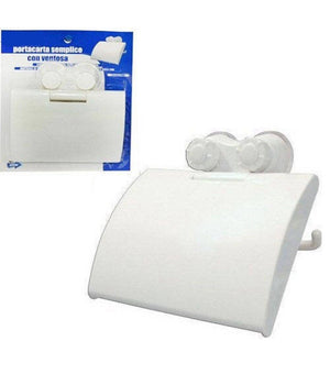 Porta Carta Igienica Accessorio Bagno Con Attacco A Ventosa Bianco         