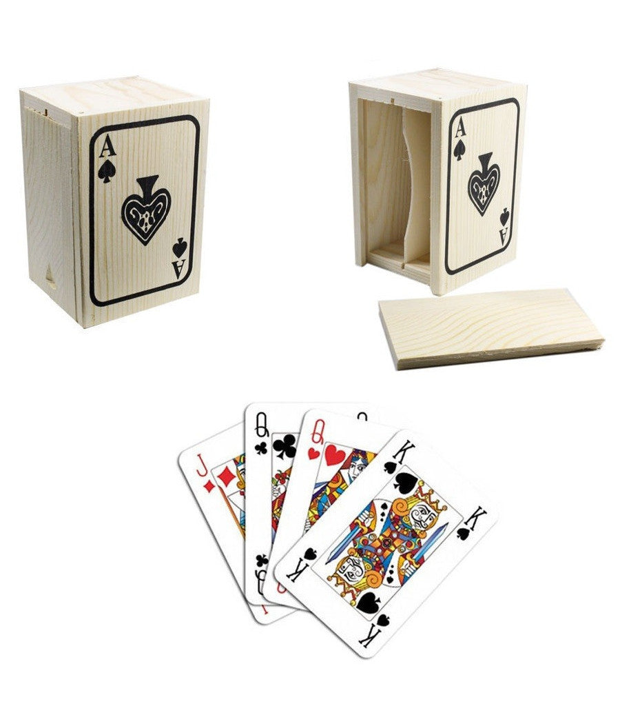 Porta Carte Gioco Scatola Legno Confanetto Decoupage Poker Scala 40 Decoro         