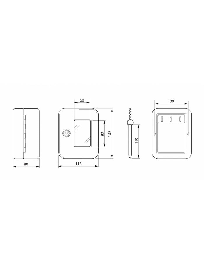 Cassetta per chiavi rossa con vetro e martelletto d'emergenza - 152X118X80MM - 2 Chiavi, Lockout Tagout LOTO - THIRARD