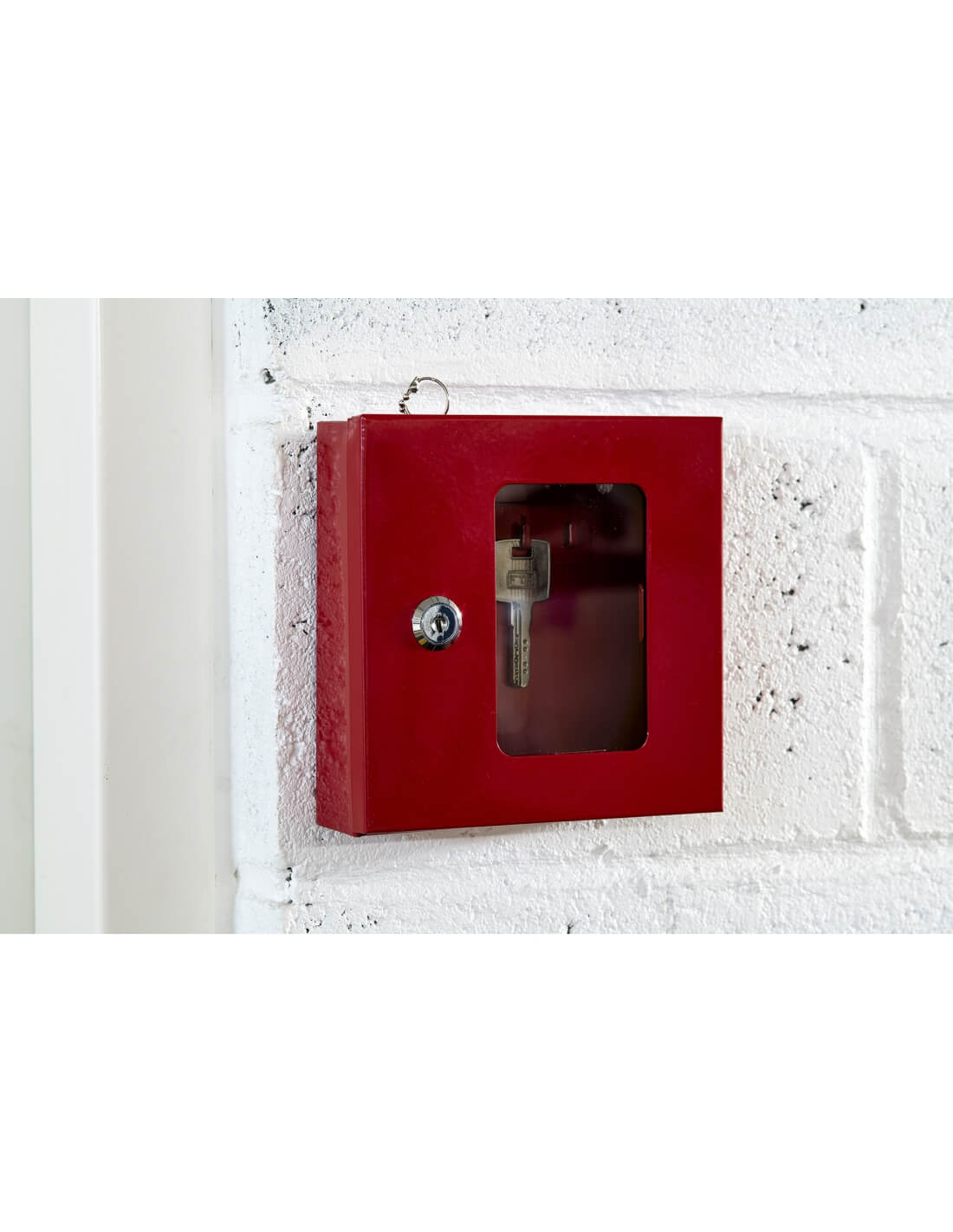 Cassetta per chiavi rossa con vetro e martelletto d'emergenza 170X175X55mm - 2 Chiavi, Lockout Tagout LOTO - THIRARD