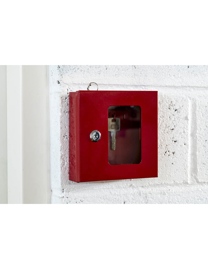 Cassetta per chiavi rossa con vetro e martelletto d'emergenza 170X175X55mm - 2 Chiavi, Lockout Tagout LOTO - THIRARD
