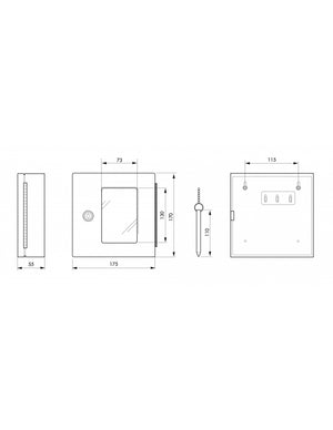 Cassetta per chiavi rossa con vetro e martelletto d'emergenza 170X175X55mm - 2 Chiavi, Lockout Tagout LOTO - THIRARD