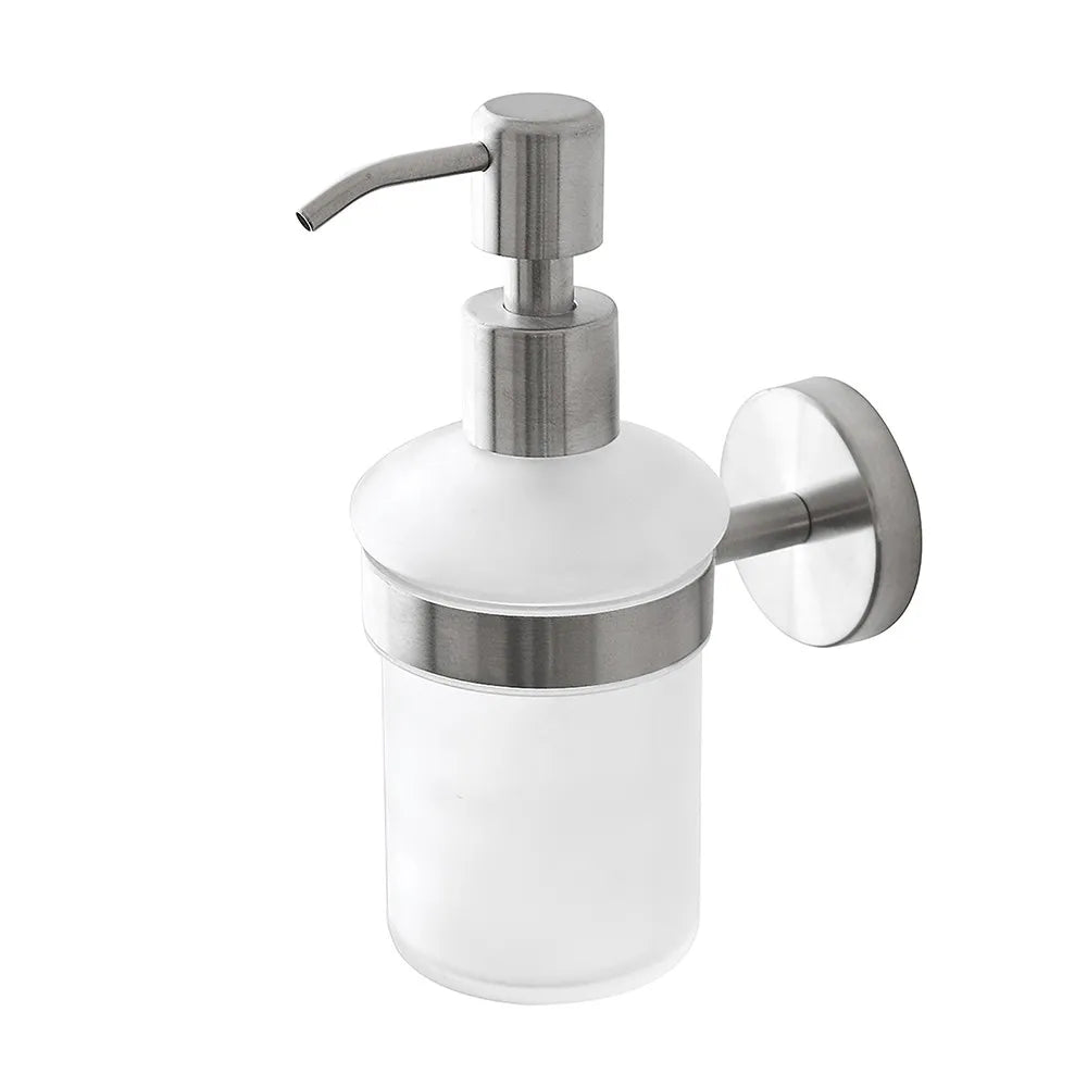 Porta dispenser per sapone liquido in vetro e acciaio inox satinato Galassia